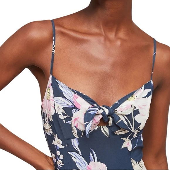 YUMI KIM Pretty Woman Silk Midi Dress in Secret Admirer Navy Blue Floral Small - Picture 9 of 10